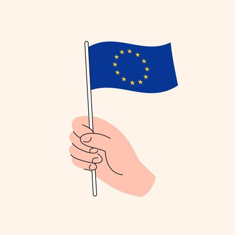 Cartoon Hand Holding EU Flag. The Flag of European Union, Concept Illustration. Flat Design Isolated Vector. European Flags, Illustration Flat, Concept Illustration, The Cartoon, Hand Holding, European Union, The Flag, Eu Flag, Flat Design