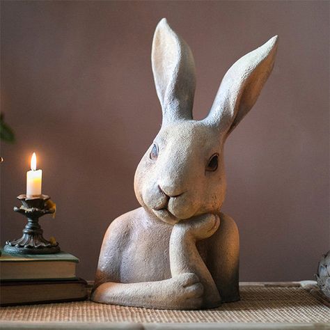 Stary Papier, Rabbit Statue, Bunny Statue, Rabbit Sculpture, Bust Sculpture, Resin Design, Apollo Box, Unique Ornament, Post Modern