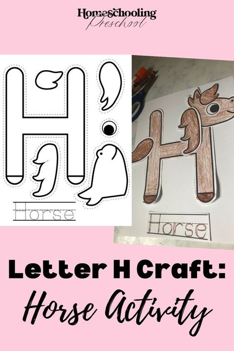 Letter H Craft: Horse Activity Letter H Horse Craft, H Is For Horse Craft, H Letter Craft, X Preschool Crafts, Letter H Craft For Toddlers, Letter H Crafts For Toddlers, Horse Craft Preschool, Horse Activities For Preschool, H Activities For Preschool