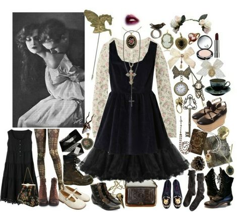 Dark Maiden Outfits, Romantic Witch Aesthetic, Witchy Clothes Aesthetic, Outfits Whimsigoth, Nature Goth, Goth Academia, Whimsigoth 90s, Goth Cottagecore, Witchy Outfits