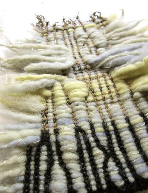 experimental knitted sample: hand-dyed and handspan Blue Faced Leicester sheep's wool woven into double-bed dubbied knitting machine with mohair and linen Experimental Textiles, Experimental Knitting, Knit Art Installation, Knitted Installation, Knitting Experimental, Disperse Dye Textiles, Saori Weaving, Bleach Color, Spin Art