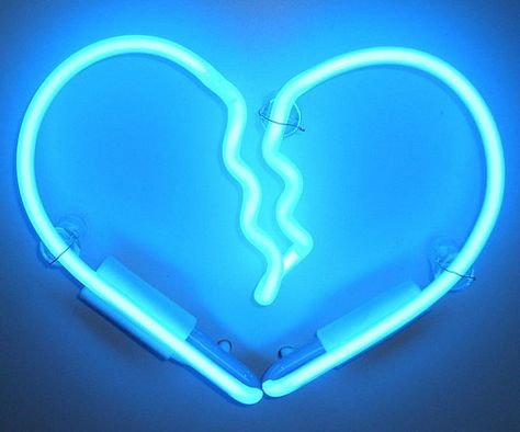 Heart On, Neon Sign, Blue Background, Neon, Wall, Blue