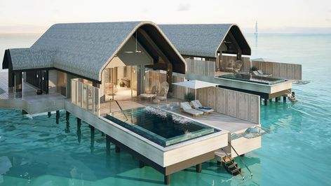 Luxury Over Water and Beach Villas - The Maldives - Joali Being Best Resorts In Maldives, Maldives Water Villa, Water Bungalow, Ocean Pool, Caribbean Luxury, Pet Birthday, Water Villa, Sunset Ocean, Couples Retreats