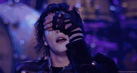 "A surprise party? For ME?!?" -Gerard Way (Okay I can't fall asleep I'm too hyped up on coffee and adrenaline)// Danger Days Gerard Way Gif, Mcr Gif, Gerard Way Gif, Gerard Way Frank Iero, Mcr Albums, The Black Parade, Bob Bryar, Ray Toro, Emo Stuff