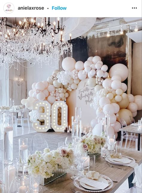 90th Birthday Backdrop Ideas, Glamorous 50th Birthday Party Ideas, Blooming 30 Birthday, Luxury 30th Birthday Party, All White 40th Birthday Party Ideas, Classy 30th Birthday Ideas For Women, 30th Birthday Backdrop Ideas, 30th Party Ideas For Women, 30th Birthday Decor For Women