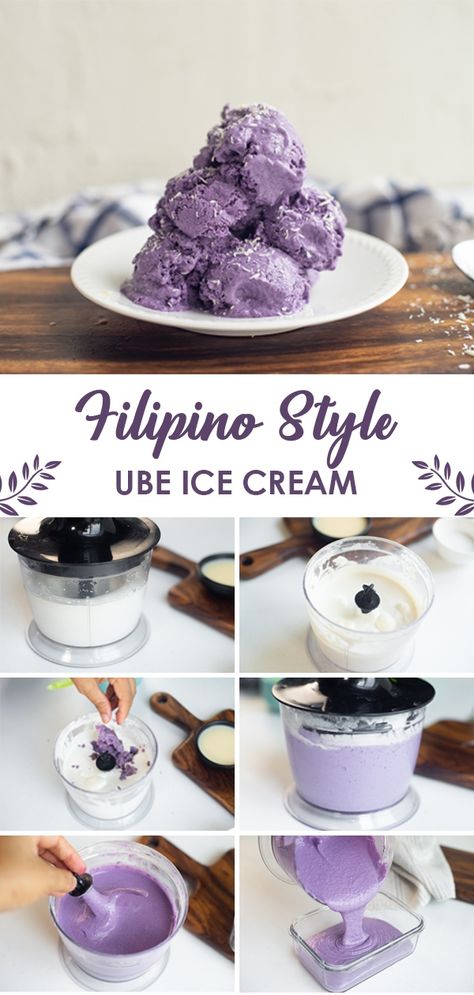 Ube Ice Cream Filipino Desserts, Ube Pastillas Recipe, Filipino Ube Recipes, Ninja Creami Ube Ice Cream, Ube Ice Cream Recipe With Machine, Ube Deserts, Ube Recipes Filipino Desserts, Ube Condensed Milk Recipe, Philippino Food Recipes