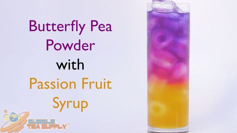 How to Make a Butterfly Pea with Passion Fruit Syrup Drink Boba Ideas, Bubble Tea Bar, Boba Tea Recipes, Tea Truck, Bubble Tea Recipes, Dinner Picnic, Bunga Telang, Boba Tea Recipe, Bubble Tea Flavors