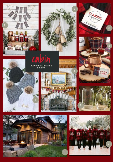 Cabin Bachelorette Party Ideas | 9 Ideas for a Cabin Bachelorette Party | My Wedding Favors Cabin Bachelorette Party Ideas Woods, Bachelorette Party Winter Ideas, Flannel Bachelorette Party Ideas, Fall Cabin Bachelorette Party Ideas, Winter Bachelorette Party Favors, Winter Cabin Bachelorette Party, Winter Cabin Bachelorette Party Ideas, Weekend In The Woods Bachelorette Party, Cabin Themed Bachelorette Party