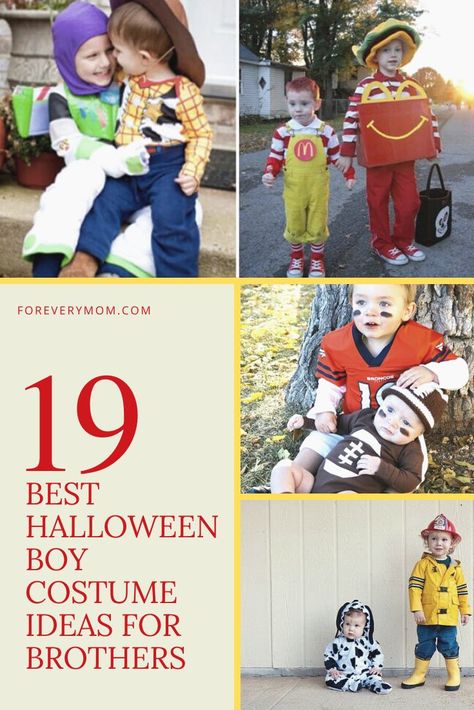 Halloween Costumes For Brothers, Brother Halloween Costumes, Unique Kids Halloween Costume, Sew Halloween Costume, Sibling Halloween Costumes, Toddler Boy Halloween Costumes, Matching Halloween Costumes, Homemade Halloween Costumes, Diy Halloween Costume