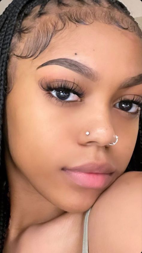 Black Women Nose Piercing, Stud Piercing Nose, Piercings Black Women Nose, Nostril Hoop Piercing, Both Nostrils Pierced, Nostril Piercing Hoop, Nose Piercings, Nostril Piercing Black Woman, Two Nose Piercings