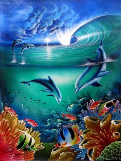 Ocean Dolphins, Sea Life Artwork, Dolphin Images, Dolphin Painting, Dolphin Art, Sea Life Art, Underwater Art, Image Nature, Beautiful Sea Creatures