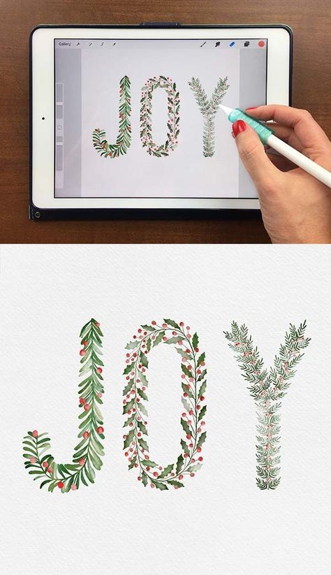 Christmas Procreate Ideas, Procreate Clipart, Winter Watercolors, Procreate Designs, Snowflake Shapes, Ipad Lettering Procreate, Ipad Calligraphy, Free Procreate Brushes, Procreate Tutorials