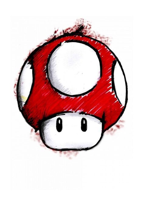 Super Mario Bros Drawing Ideas, Mario 1 Up, Cute Mario Drawing, Nintendo Art Drawing, Red Sketch Drawings, Mario Drawing Ideas, Super Mario Sketch, Mario Art Drawing, Super Mario Tattoo Ideas