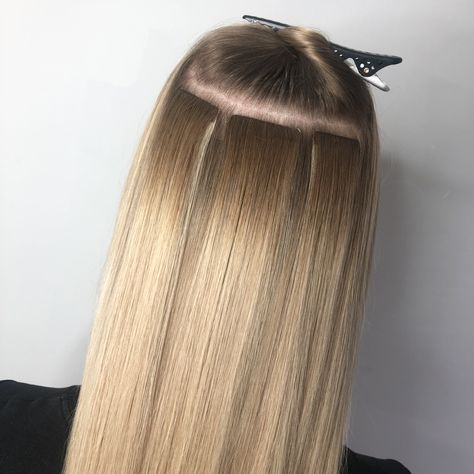 Hair Extensions Diy, Hair Balayage Brown, Bellami Tape In Hair Extensions, Long Blonde Synthetic Hair Extensions, Sunny Hair, Itip Hair Extensions Installation, Beige Blonde Hair Extensions, Hair Ext, Blonde Hair Extensions Tape In