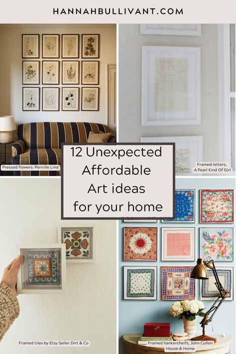 12 Affordable art ideas for your home! framed pressed flowers, frames letters, framed tile, framed hankerchief. Framed Pressed Flowers, Framed Tile, Framed Letters, Different Art Styles, Interior Stylist, Family Room Design, Art Books, Buy Prints, Affordable Art