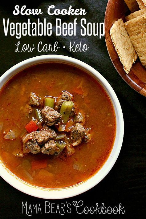 Vegetable Soup Beef, Low Carb Vegetable Soup, Beef Vegetable Soup, Keto Savory, Soup Beef, Advocare Recipes, Keto Soups, Keto Crockpot, Low Carb Low Fat Recipes