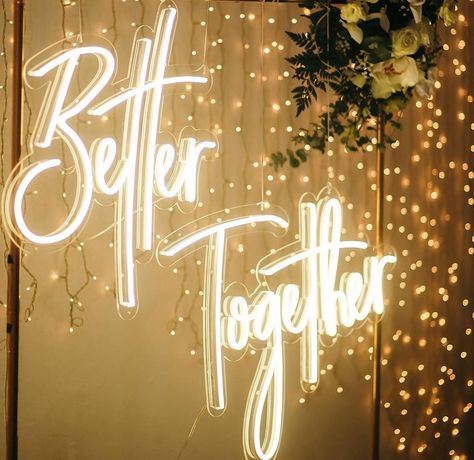 Better Together Neon Sign, Lights Wedding Decor, Neon Decor, Event Sign, Neon Sign Bedroom, Wedding Neon Sign, Light Letters, Neon Wedding, Led Neon Lighting