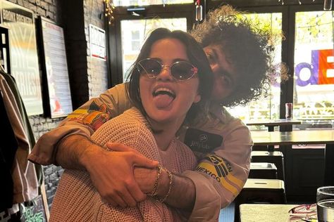 Selena Gomez Makes a Silly Face as She Cuddles Up to Boyfriend Benny Blanco in Sweet New Photo Only Murders In The Building, Silly Face, To Girlfriend, Flower Pants, Silly Photos, Silly Faces, Marie Gomez, People Online, Fashion Couple