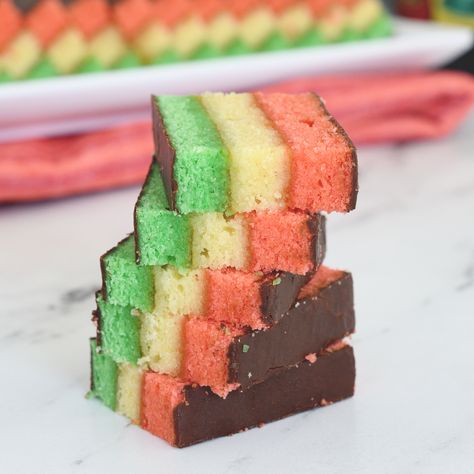 Italian Rainbow Cookies Rainbow Cookies Recipe, Italian Rainbow Cookies, Color Cake, Rainbow Cookies, Italian Cookies, Rainbow Cake, Savoury Cake, Food Cakes, Cookie Desserts