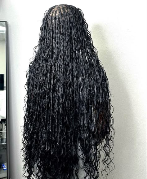 Jet Black Boho Knotless Braids, Jet Black Knotless Braids, Black Boho Knotless Braids, Jet Black Braids, Bread Hairstyles, Black Knotless Braids, Black Knotless, Best Braid Styles, Boho Knotless Braids