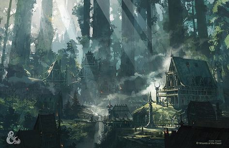 3D Video game wallpaper, artwork, digital art, concept art, Dungeons & Dragons HD wallpaper Elven City, Heroic Fantasy, Forest City, Fantasy Magic, Fantasy Forest, Forest Painting, Fantasy City, Fantasy Setting, Fantasy Places