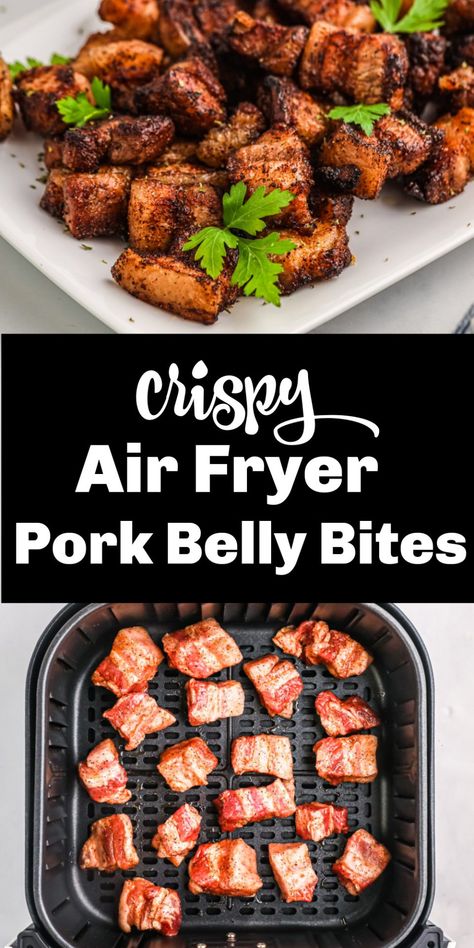 Air Fryer Pork Belly, Pork Belly Bites, Pork Belly Recipes Crispy, Pork Bites, Actifry Recipes, Fried Pork Belly, New Air Fryer Recipes, Air Fryer Pork, Pork Belly Slices