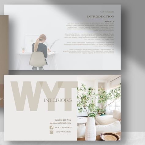 WYT Modern Minimalist Canva Template for Interior Design and Services Presentation This minimalist Company Profile Presentation Template is perfect for professional Interior Designers, Architects, Decorators and Builders! This simple yet aesthetic, and professional template is just what you need present your company and introduce your company's design services to clients. Easily customizable, personalize your presentations for any project! This 40-page Design Template was made with and for C... Interior Design Company Profile, Company Profile Presentation, Creative Interior Design, Cheesecake Desserts, Interior Design Companies, Company Profile, Professional Templates, Presentation Template, Canva Template