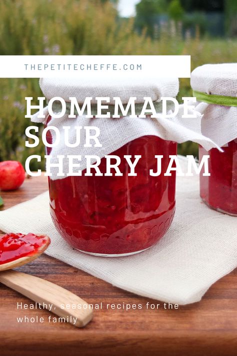 Follow this step by step recipe and make your very own, healthy Cherry Jam! Click here for full recipe! Sour Cherry Jam Recipe, Black Cherry Juice, Sour Cherry Jam, Cherry Jam Recipes, Montmorency Cherry, How To Make Jelly, Tart Cherry Juice, Cherry Jam, Cherry Recipes