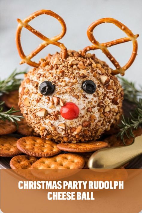 A whimsical cheese ball shaped like Rudolph, a crowd-pleaser at any Christmas party. Fun Christmas Party Food, Easy Christmas Party Food, Food Ideas For A Crowd, Christmas Party Buffet, Easy Holiday Snacks, Christmas Party Food Ideas, Ultimate Christmas Party, Fancy Appetizer Recipes, Easy Christmas Party