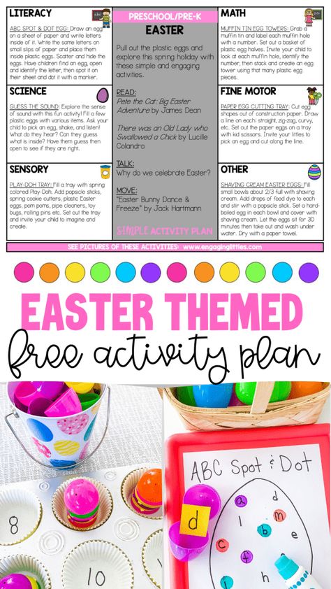 easter-theme-preschool Easter Theme Lesson Plans, Easter Lesson Plans For Toddlers, Easter Lesson Plans Preschool, Easter Preschool Theme, Prek Easter, Easter Learning Activities, Homeschool Themes, Easter Activities For Preschool, Daycare Lesson Plans