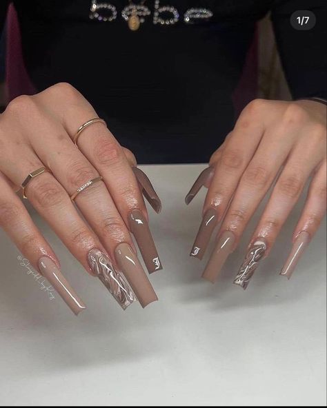 Marble Acrylic Nails, Nail Practice, Nail Hacks, Brown Acrylic Nails, Drip Nails, Winter Nails Acrylic, Baddie Nails, Nails 2022, Colored Acrylic Nails