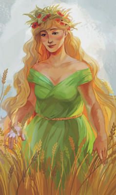 Persephone | Who is your Godly parent? (Minor Gods included) - Quiz Demeter Art Goddesses, Demetra Greek Mythology, Percy Jackson Demeter, God Of Agriculture, Demeter Goddess Art, Demeter Fanart, Greek Mythology Demeter, Demeter Art, Greek Goddess Demeter