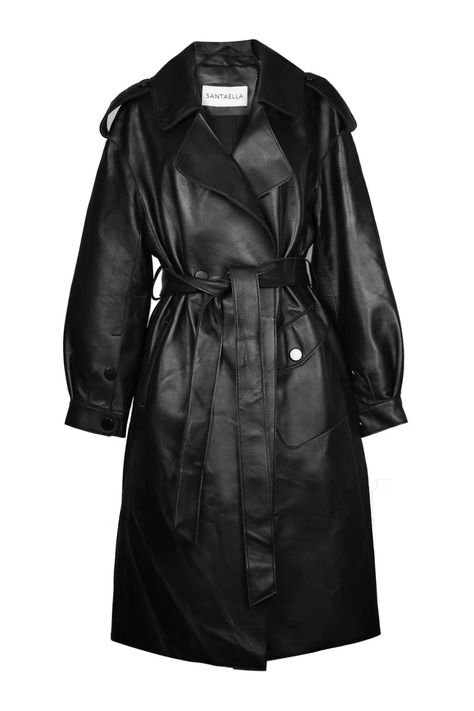 PAULETTE TRENCH – ALLSANTAELLA Fame Clothes, Black Leather Trench Coat, Chic Fits, Ladies Coats, Black Trench Coat, Long Leather Coat, Long Black Coat, Winter Inspo, Long Coat Jacket