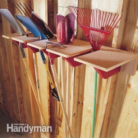 Garage Storage Project: Shovel Rack Shovel Storage, Easy Garage Storage, Bike Storage Garage, Garden Tool Organization, Clean Garage, Garage Bike, Garage Storage Solutions, The Family Handyman, Yard Tools