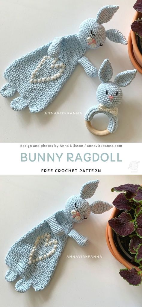 Sweet Baby Loveys. Is there any better lovey than the one that you crocheted yourself for your baby? It's a perfectly safe toy and friend, that will be cherished forever. Such a beautiful reminder of childhood!  #freecrochetpattern #baby #lovey Crochet Rag Doll Free Pattern, Ragdoll Toy, Crochet Lovey Free Pattern, Crocheted Bunny, Crochet Pony, Diy Unicorn, Lovey Pattern, Crochet Lovey, Crochet Bunny Pattern