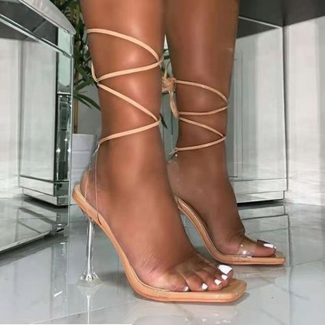 Clear High Heels, Summer High Heels, High Heel Dress, Square Toe Heels, Clear Heels, Womens Shoes High Heels, Ladies Shoes, Women Sandals, Shoes Woman