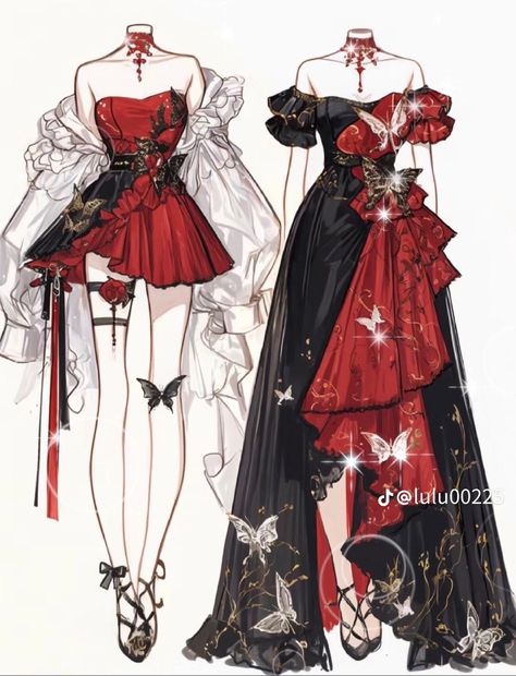 Drawing Outfits, Dress Design Drawing, Clothing Design Sketches, Fashion Drawing Dresses, Dress Design Sketches, Fashion Illustration Dresses, Dress Drawing, Dress Sketches, Anime Dress