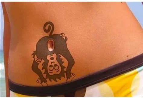 Navel Tattoo, Belly Button Tattoos, Belly Button Tattoo, Button Tattoo, Monkey Tattoo, Monkey Tattoos, Belly Tattoo, Worlds Best Tattoos, Weird Tattoos