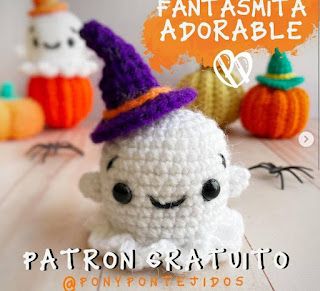 PATRONES AMIGURUMI GRATIS: PATRON GRATIS FANTASMA AMIGURMI 63377 Crochet Ghost, Halloween Amigurumi, Halloween Crochet Patterns, Halloween Crochet, Ghost, Amigurumi, Crochet Patterns, Internet, Halloween