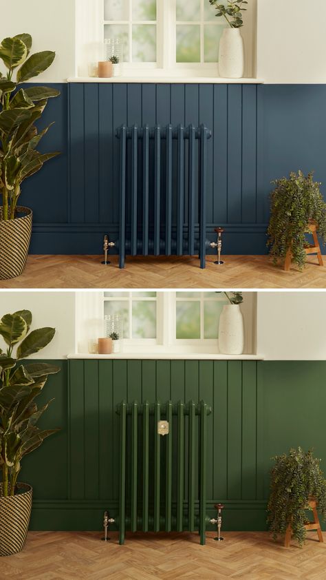 Create beautiful statement features in your living room with our cosy, colourful, cast iron radiator collection. Country Cottage Radiators, Radiator In Hallway, Cast Iron Radiators Living Room, Feature Radiator, Coloured Radiators, Cast Iron Radiator, Radiator Ideas, Wall Radiators, Radiators Living Room