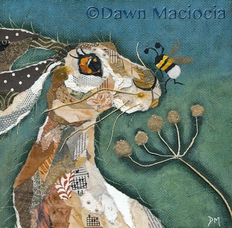 Nosey Hare Illustration, Collage Paintings, Applique Cushions, Collage Art Projects, Paper Collage Art, Rabbit Art, Bunny Art, Collage Art Mixed Media, Bunny Rabbits