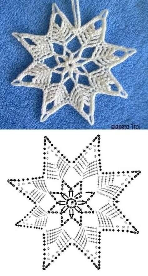 Free Crochet Snowflake Patterns, Crochet Christmas Snowflakes, Háčkované Lemy, Crochet Christmas Ornaments Free, Crochet Ornament Patterns, Crochet Snowflake Pattern, Crochet Xmas, Crochet Motif Patterns, Crochet Christmas Decorations