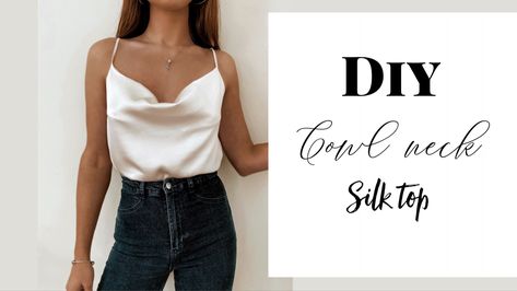 Diy Silk Top, Silk Top Pattern, Diy Tops For Women, Diy Cowl, Top Pattern Sewing, Summer Dresses Diy, Easy Diy Clothes, Diy Tops, Sewing Tutorials Clothes