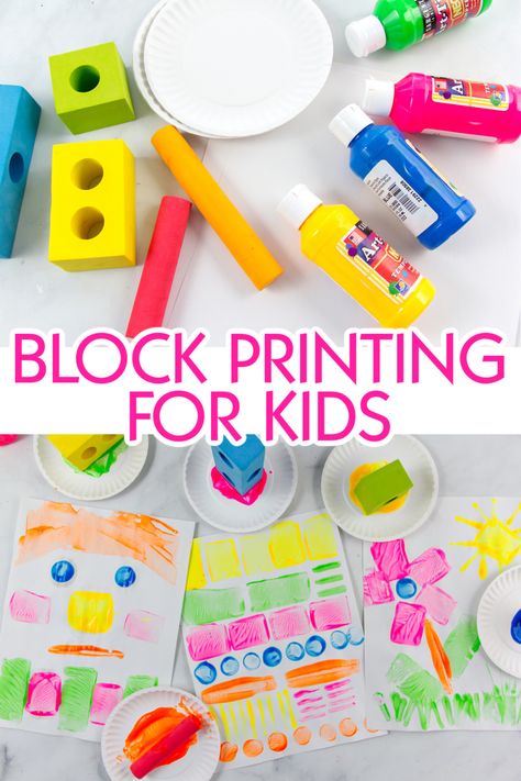 The Art of Block Printing for Kids • Kids Activities Blog Printing For Kids, January Classroom, Blocks Preschool, Block Play, Block Painting, Diy Blocks, Kids Blocks, Preschool Art Activities, Toddlers And Preschoolers