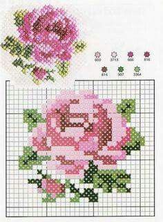 Rose Cross Stitch Pattern, Pola Kristik, Pola Sulam, Floral Cross Stitch, Diy Cross Stitch, Cross Stitch Rose, Tapestry Crochet, Jewelry Making Tutorials, A Cross