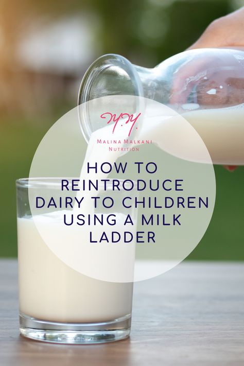 A milk ladder is a tool that helps ease children into tolerating dairy slowly by reintroducing small amounts of milk in certain forms & in a certain order. Dairy Ladder, Milk Ladder, Pediatric Nutrition, Blood Test Results, Lactose Free Milk, Milk Allergy, Picky Eating, Pasteurizing Milk, Personalized Nutrition