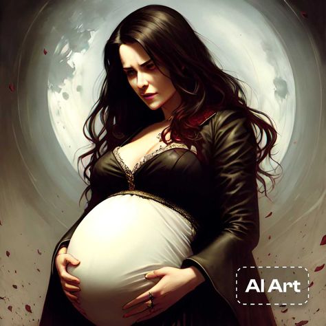 Fantasy Pregnant Art, Pregnant Vampire, Pregnant Character Design, Pregnant Character, Types Of Spirits, Pregnant Woman Art, Pregnant Anime, Vintage Maternity Clothes, Fantasy Romance Art