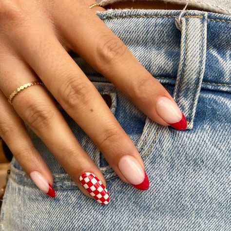 49 Valentine's Day Nail Art Design Ideas You’ll Love 2022 | Glamour Red Checkerboard Nails, Nail Art Checkerboard, Checkerboard Nail Art, Checkerboard Nail Designs, Christmas Checkered Nails, Checkboard Nails, Checker Board Nails, Red Checkered Nails, Nail Art Designs Red