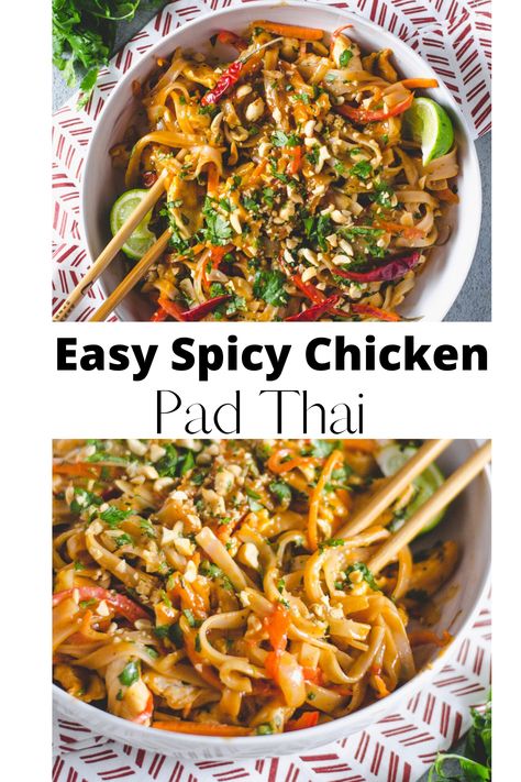 Spicy Pad Thai Recipe Chicken, Cookery Recipes Pasta, Pas Thai Recipe, Spicy Pad Thai Recipe, Chicken Pad Thai Recipe Easy, Spicy Chicken Pad Thai, Tai Food Recipes, Pad Thai Recipe Easy, Tai Food