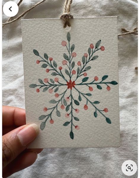 Xmas Gift Tags Homemade, Paint Your Own Christmas Cards, Watercolor Christmas Gift Tags Diy, Christmas Gift Tags Watercolor, Winter Watercolor Ideas, Christmas Card Diy Ideas, Diy Christmas Tags Handmade, Diy Gift Tags Christmas, Watercolor Christmas Cards Tutorial